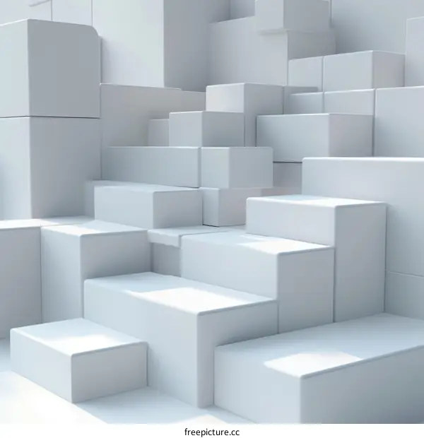 Abstract White Geometric Shapes 3D Render