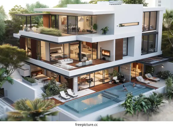 Modern house with swimming pool