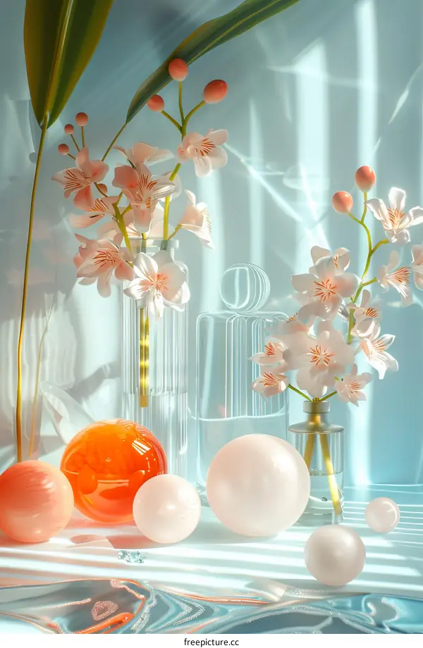 Delicate Floral Arrangement with Glass Ornaments
