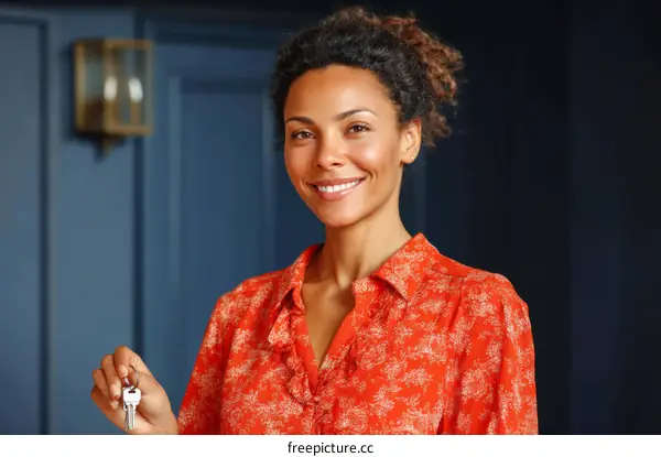 African American Woman Holding House Keys