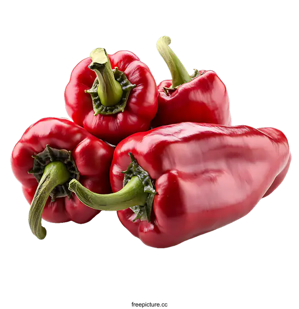 [Transparent Background PNG]Fresh Red Bell Peppers Close-up