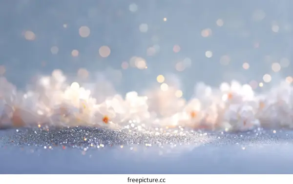 Elegant Winter Background with Glittering Flowers