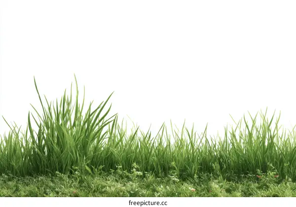 Fresh Green Grass Border on White Background