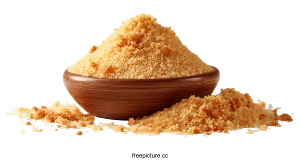[Transparent Background PNG]Brown Sugar Crumbs in Wooden Bowl