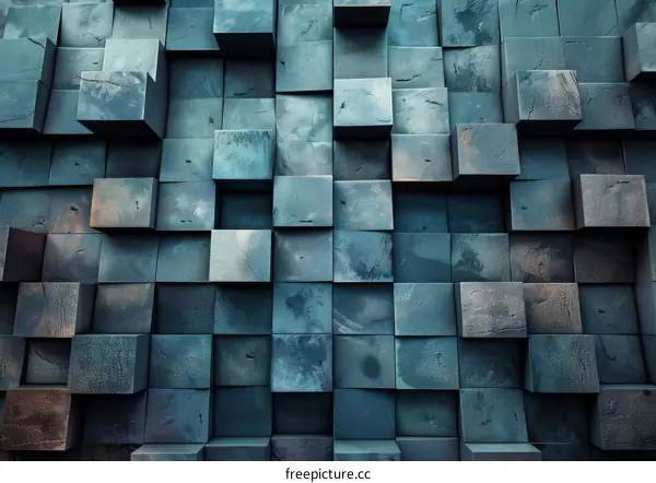 Blue concrete blocks background