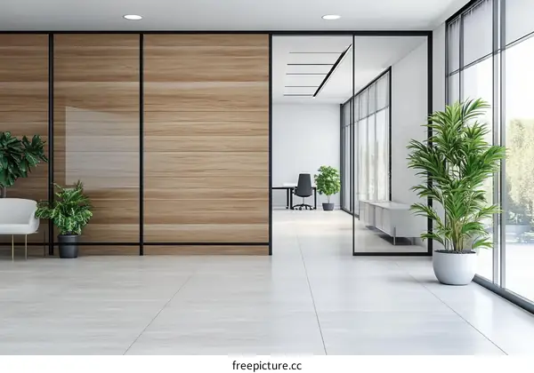 Modern Office Interior Design with Wooden Panels