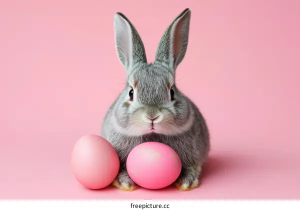 Adorable Easter Bunny with Pink Eggs