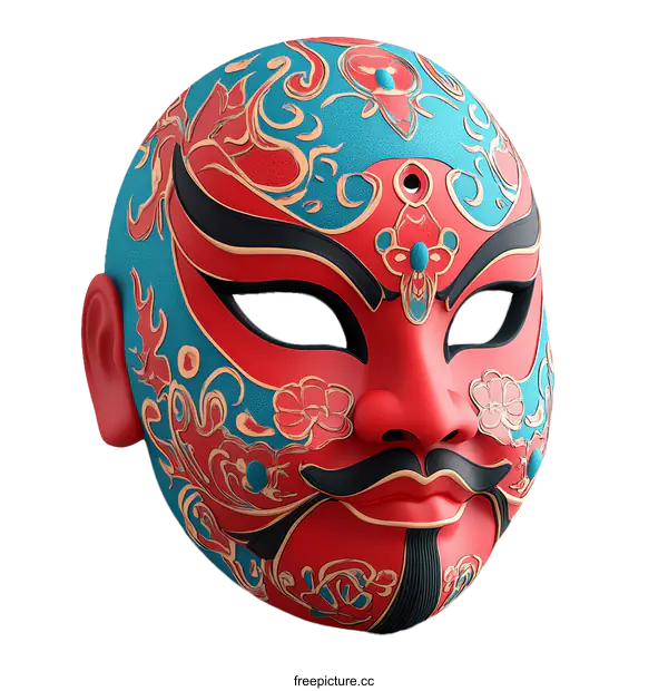 [Transparent Background PNG]Ornate Chinese Opera Mask Illustration