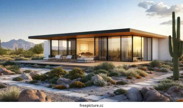 Modern Desert House Exterior Design Illustration
