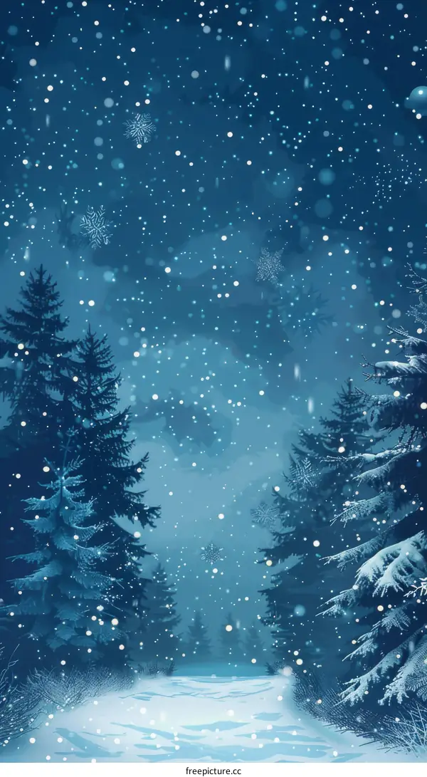 Snowy path in the woods