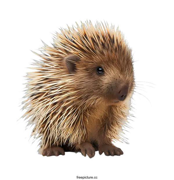 [Transparent Background PNG]Baby North American Porcupine on White Background