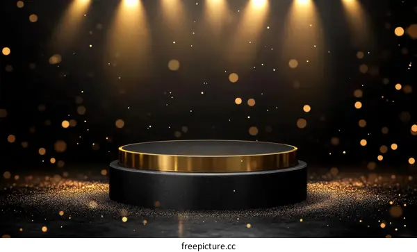 Elegant Black and Gold Podium Display