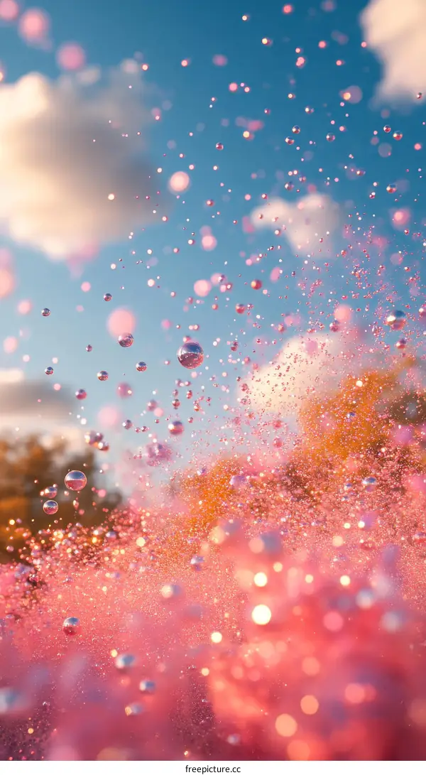 Pink Bubbles Sparkling in the Sky