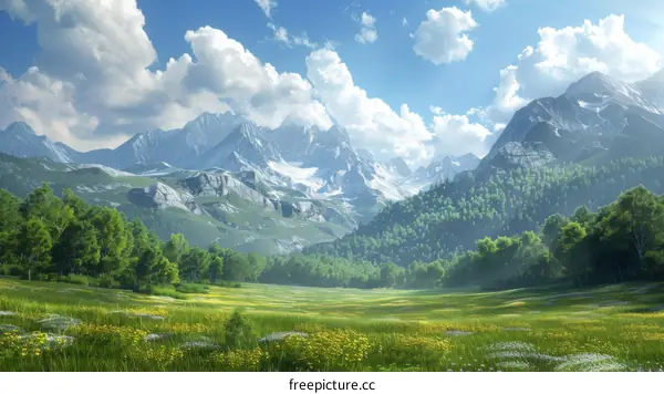 Alpine meadows in mountain landscapes