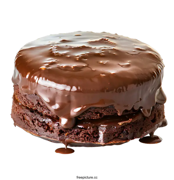 [Transparent Background PNG]A chocolate cake with a rich ganache frosting