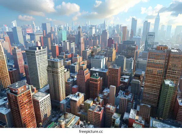 Urban Skyline with Towering Skyscrapers