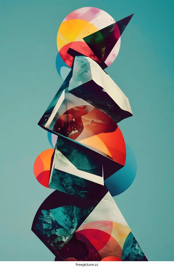 Abstract Geometric Art With Stacked Shapes and Vibrant Colors