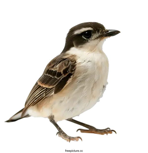 [Transparent Background PNG]Brown and White Bird Standing on White Background