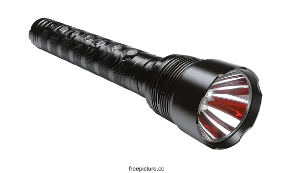 [Transparent Background PNG]Powerful Black Tactical Flashlight