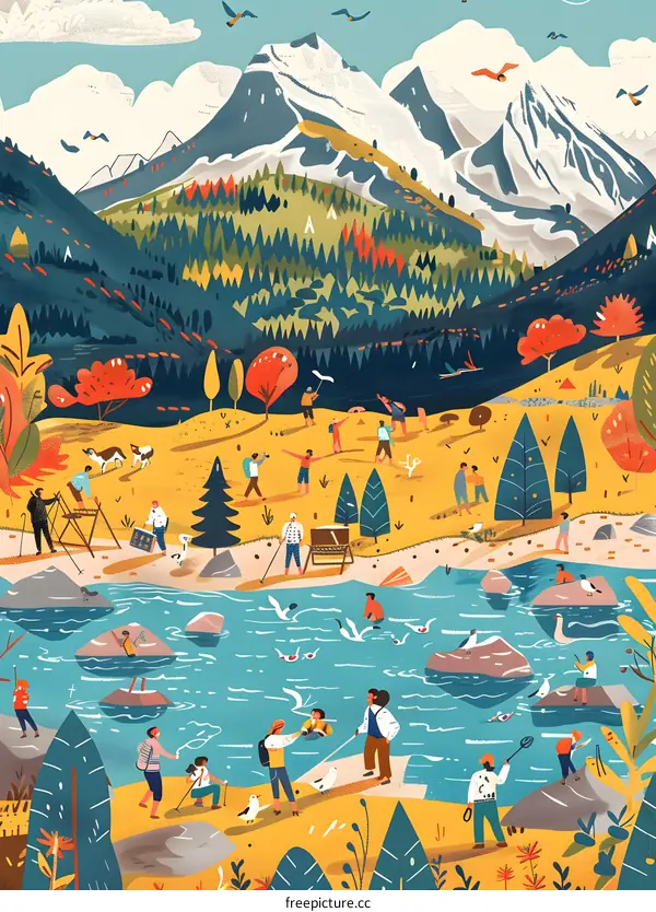 People enjoying summer activities in nature