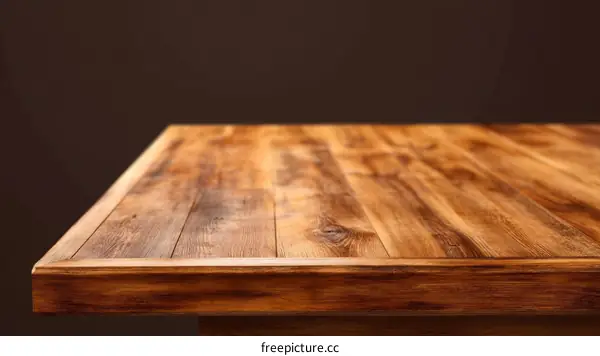 Close-up of Wooden Table Surface with Dark Background