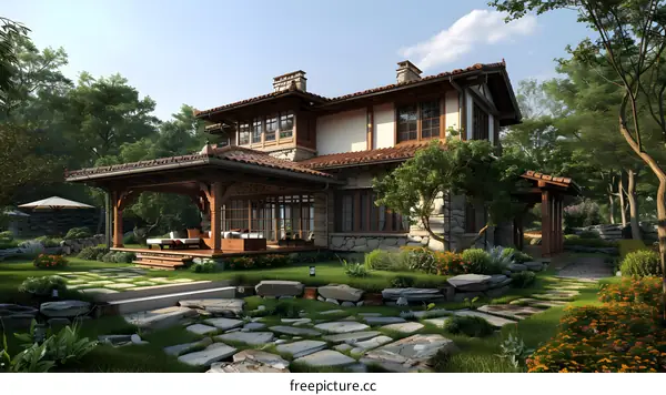 Beautiful Stone and Wood House