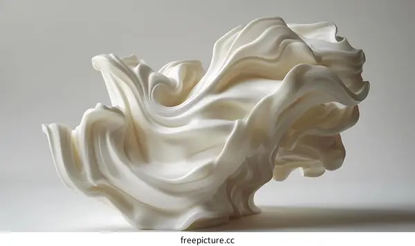 White Abstract Sculpture on Grey Background