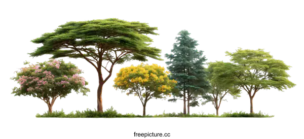 [Transparent Background PNG]Collection of Trees in Various Species