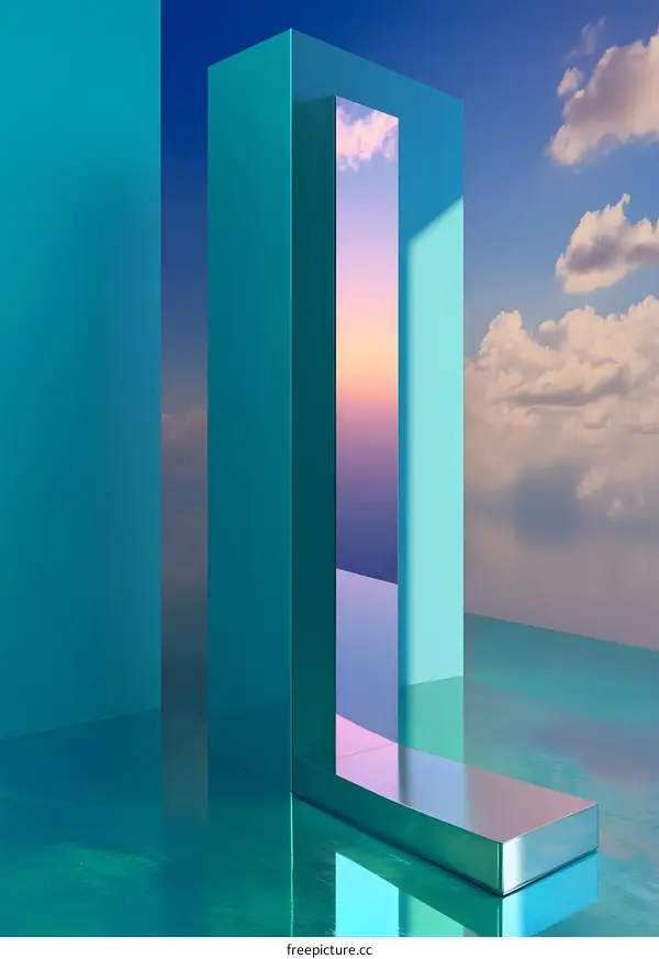 Minimalist Abstract 3D Illustration With Blue and Pink Colors