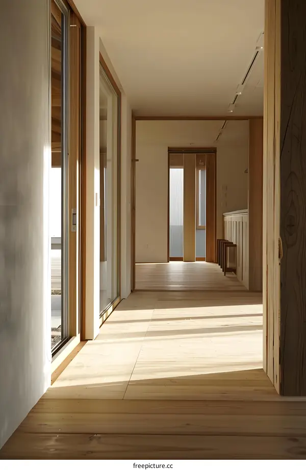 Modern Minimalist House Interior With Wooden Floor