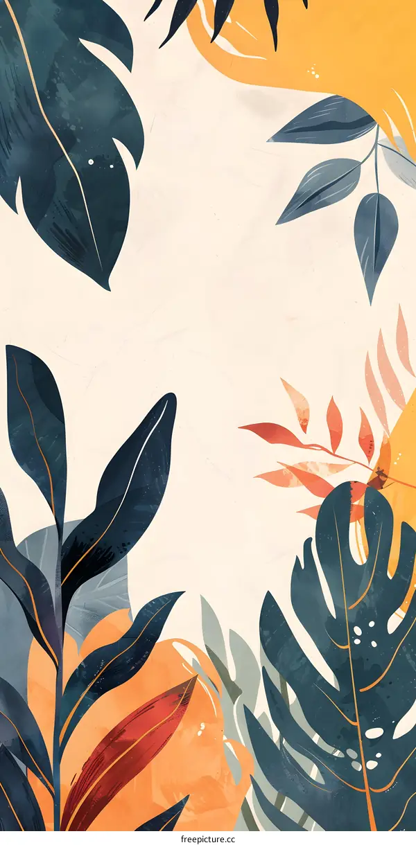 Abstract Tropical Leaves Illustration