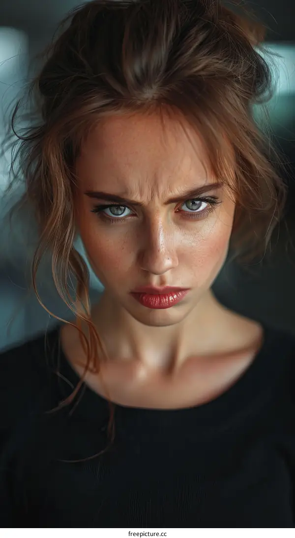 Close Up Portrait of a Woman with Intense Emotion