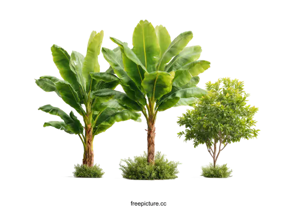 [Transparent Background PNG]Tropical Plants Isolated on White Background