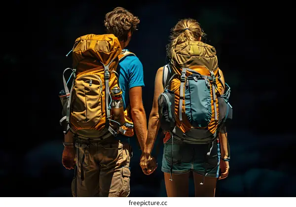 Couple Hiking with Backpacks