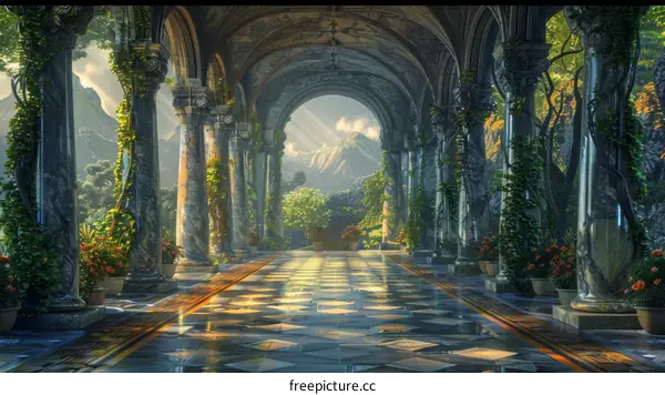 Fantasy Terrace with Overgrown Verdure