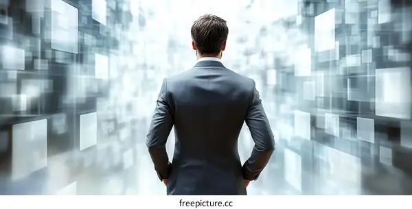 Businessman Facing Futuristic Technology