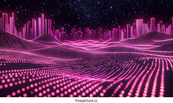 Abstract Neon Cityscape Digital Art