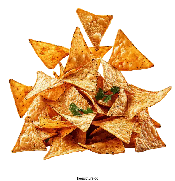 [Transparent Background PNG]Pile of Crispy Tortilla Chips