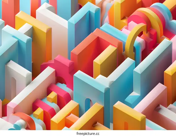 Abstract Colorful 3D Geometric Shapes Background