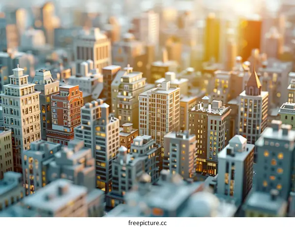 Cityscape Illustration with Low-poly Style