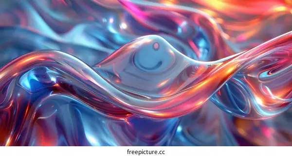 Smooth Wavy Shapes in Vibrant Abstract Painting