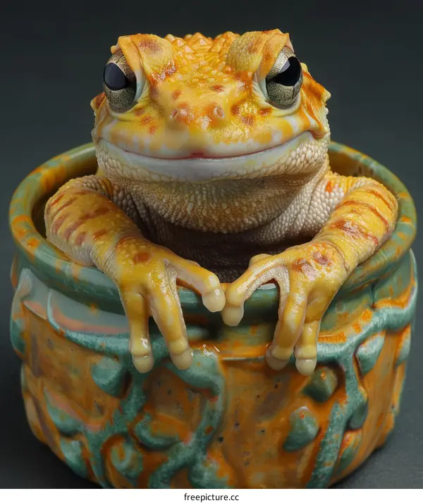Yellow Frog in Ceramic Mug