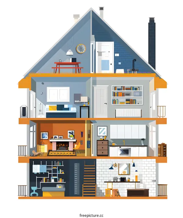 Modern House Interior Design Illustration