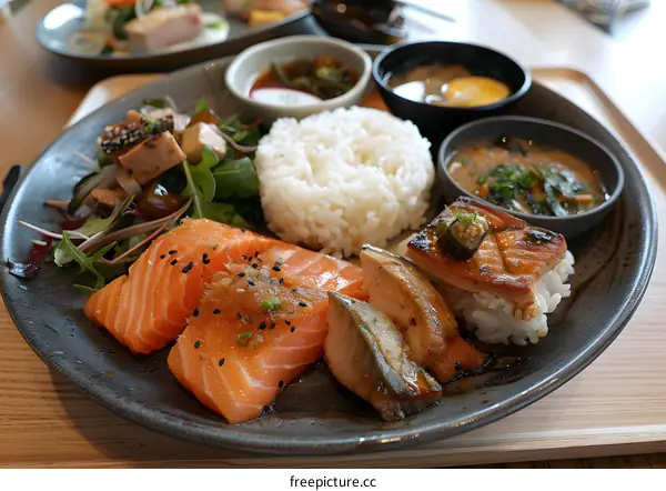 A plate of delicious Japanese food