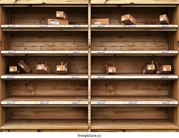 Empty Shelf With Cardboard Boxes Illustration