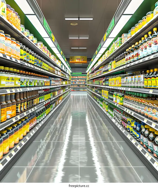 Supermarket Interior Empty Aisles Retail Grocery Store