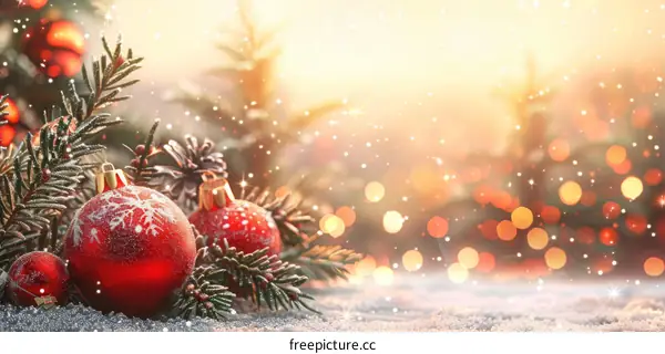 Festive Christmas Ornament Background with Red and Gold