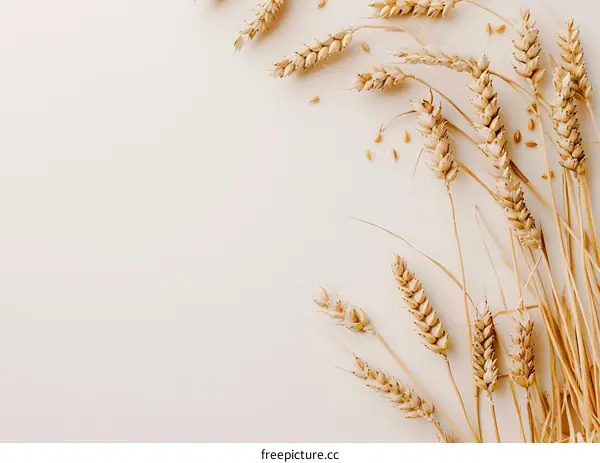 Wheat Ears on a Beige Background