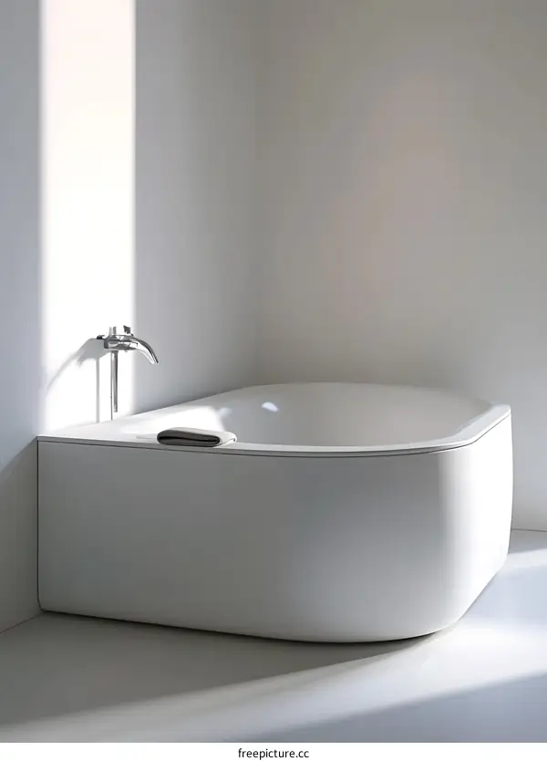 Modern Bathroom Tub with Faucet and Towel