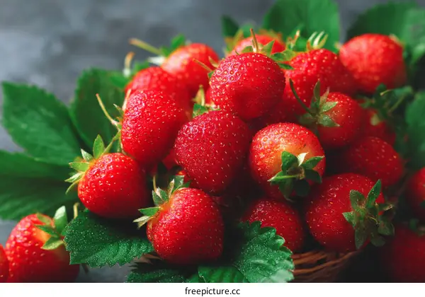 Fresh Strawberries in Basket Close-up